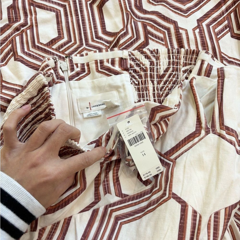 Anthropologie Strapless Linen Plunge-Neck Midi Dress - Picture 6 of 7